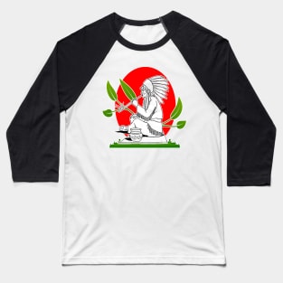 Native American with Peace Pipe Baseball T-Shirt